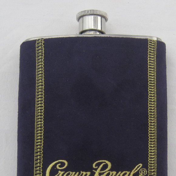 Crown Royal Whiskey Flask w/purple suede cover - Picture 2 of 7